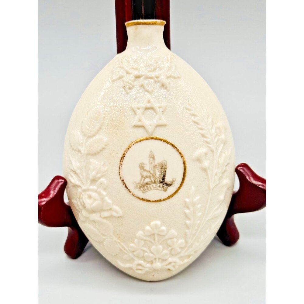 Belleek 19th c. Porcelain Judaica Jewish Irish Circumcision Flask‎ 1st Gen Mark